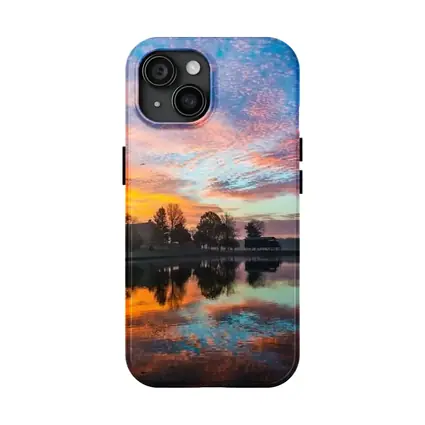 Sunrise Lake Reflection Blue Orange Sky