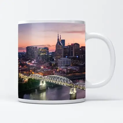 Nashville Skyline Sunset Over Cumberland River