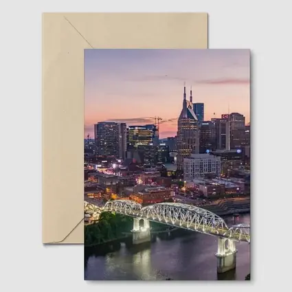 Nashville Skyline Sunset Over Cumberland River