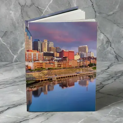 Nashville Skyline Reflecting Cumberland River Sunset