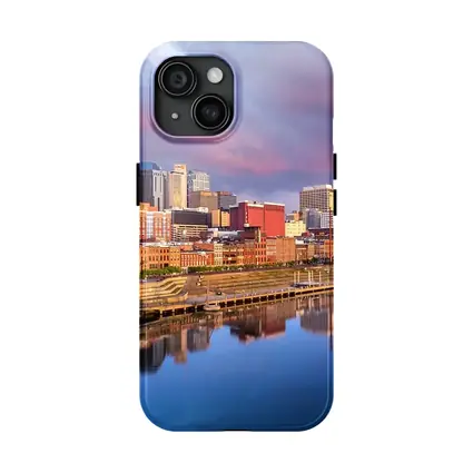 Nashville Skyline Reflecting Cumberland River Sunset