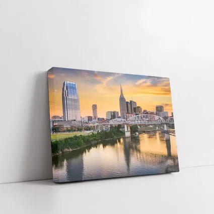 Nashville Skyline Sunset Over Cumberland River
