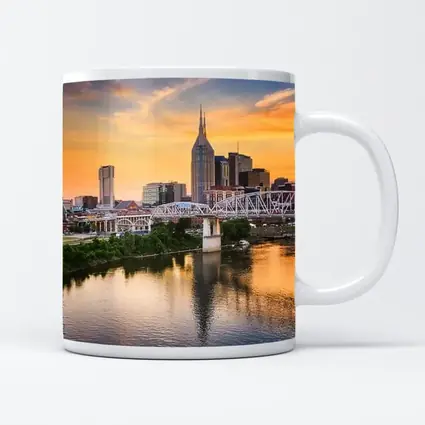 Nashville Skyline Sunset Over Cumberland River