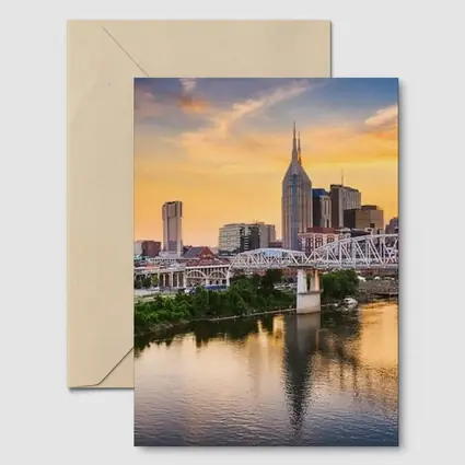 Nashville Skyline Sunset Over Cumberland River