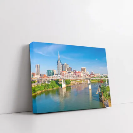 Nashville Skyline Cumberland River Bridge View