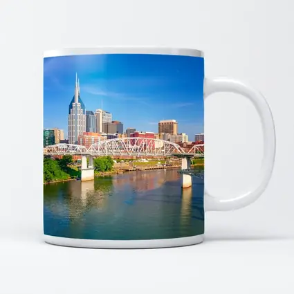 Nashville Skyline Cumberland River Bridge View