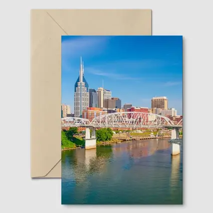 Nashville Skyline Cumberland River Bridge View