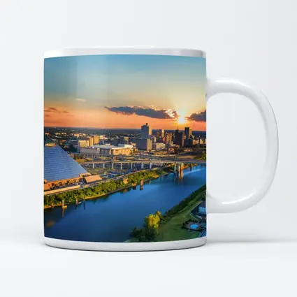 Memphis Pyramid Skyline Aerial Sunset View