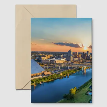 Memphis Pyramid Skyline Aerial Sunset View