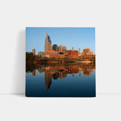 Nashville Skyline Reflecting on Cumberland River