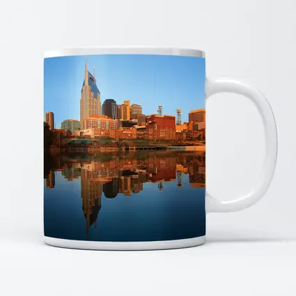 Nashville Skyline Reflecting on Cumberland River