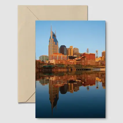 Nashville Skyline Reflecting on Cumberland River