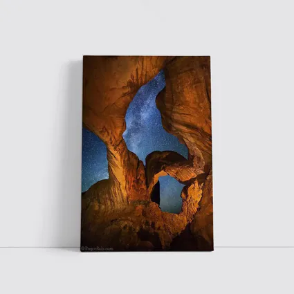Double Arch Rock Milky Way Night Sky