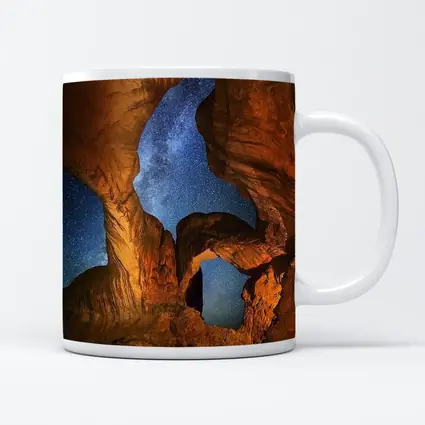 Double Arch Rock Milky Way Night Sky
