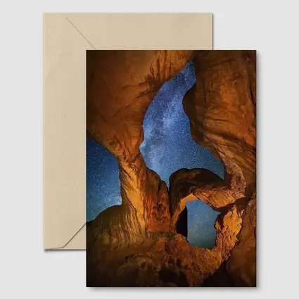 Double Arch Rock Milky Way Night Sky