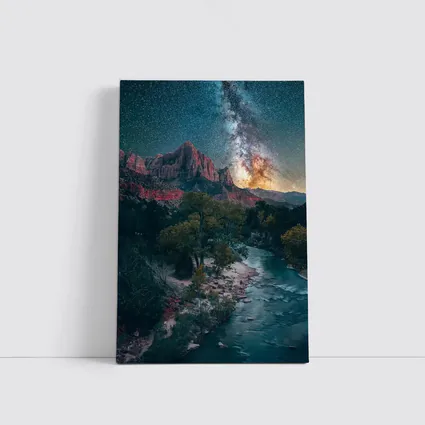Zion Canyon Milky Way Starry Night Sky