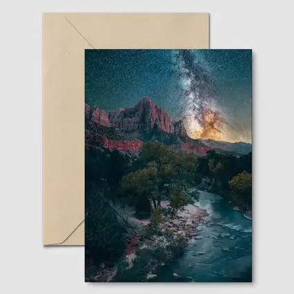 Zion Canyon Milky Way Starry Night Sky