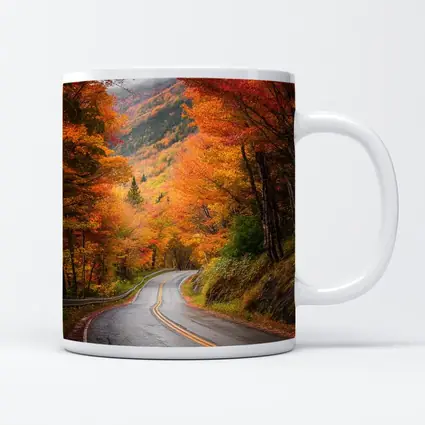 Winding Autumn Road Through Colorful Forest