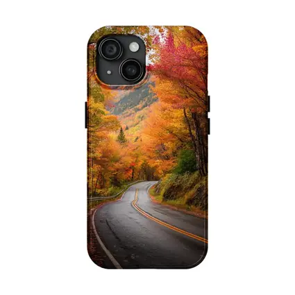 Winding Autumn Road Through Colorful Forest