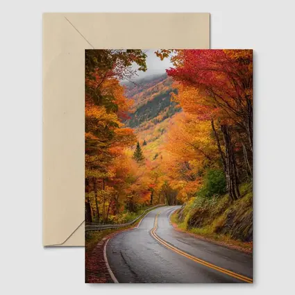 Winding Autumn Road Through Colorful Forest