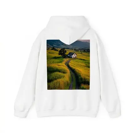 Dirt Road Through Green Rice Fields Mountains