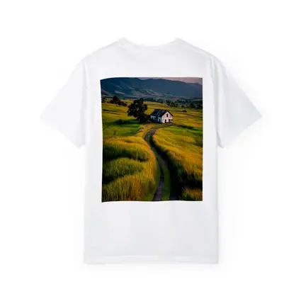 Dirt Road Through Green Rice Fields Mountains