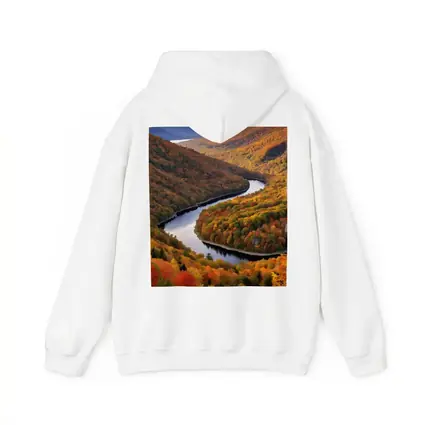 Autumn River Valley Winding Through Fall Forest