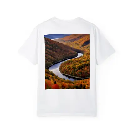 Autumn River Valley Winding Through Fall Forest