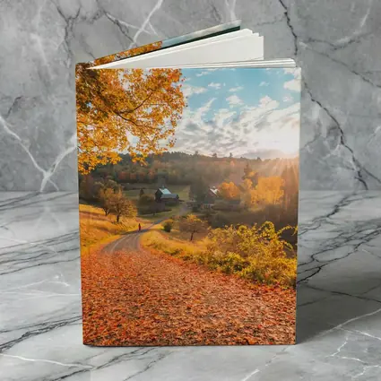 Autumn Country Road Farmhouse Golden Foliage