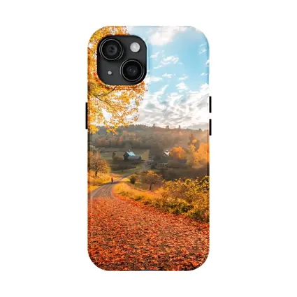 Autumn Country Road Farmhouse Golden Foliage