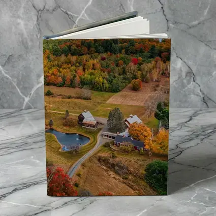 Aerial Vermont Farm Autumn Foliage Countryside
