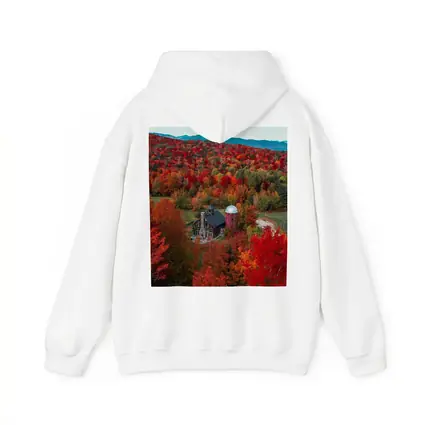 Red Barn Silo Autumn Forest Mountains