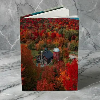 Red Barn Silo Autumn Forest Mountains