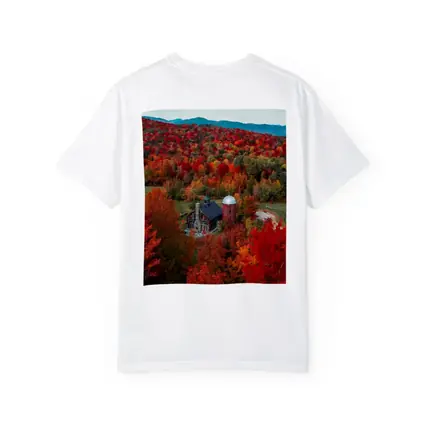 Red Barn Silo Autumn Forest Mountains