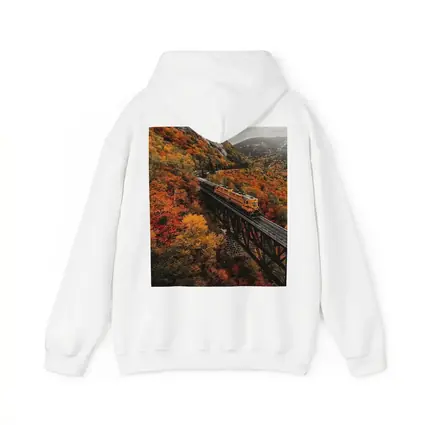 Yellow Train On Trestle Bridge Autumn Mountains