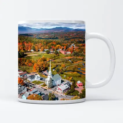 Stowe Vermont Aerial View Autumn Colors