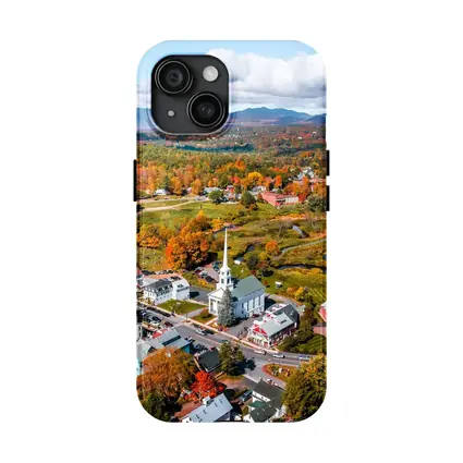 Stowe Vermont Aerial View Autumn Colors