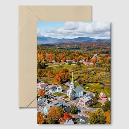 Stowe Vermont Aerial View Autumn Colors