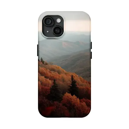 Autumn Mountain Forest Layers Misty Ridgeline