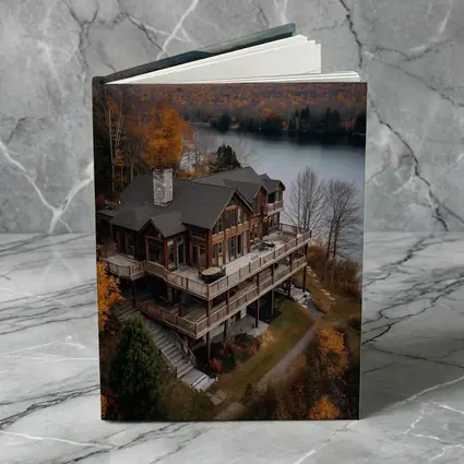 Luxury Lake House Autumn Forest Aerial View