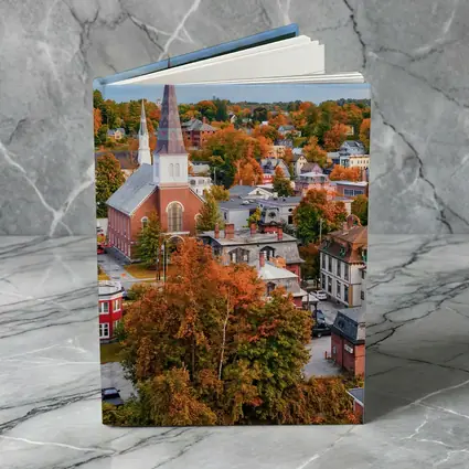 Vermont Town Aerial View Autumn Foliage