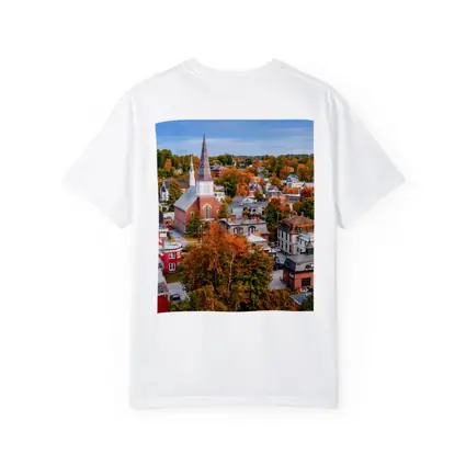 Vermont Town Aerial View Autumn Foliage