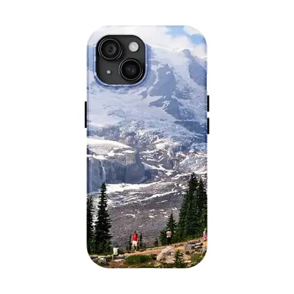 Mount Rainier Glacier Hikers Pine Trees