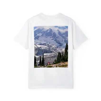 Mount Rainier Glacier Hikers Pine Trees