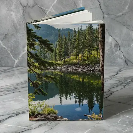 Alpine Lake Reflecting Pine Forest Mountains