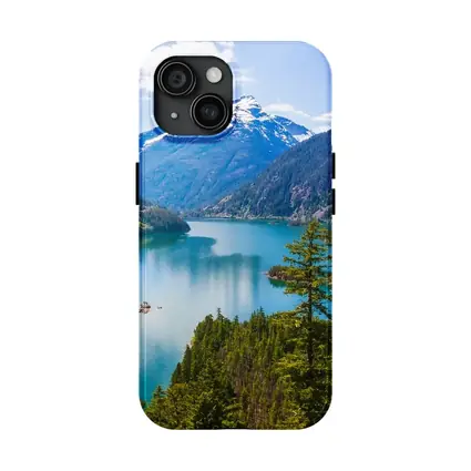 Turquoise Mountain Lake Forest Aerial View