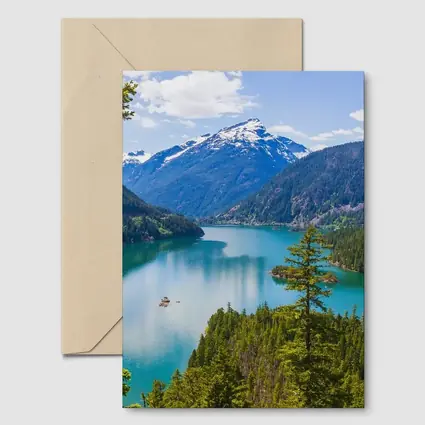Turquoise Mountain Lake Forest Aerial View