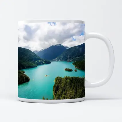 Turquoise Mountain Lake Aerial Forest View