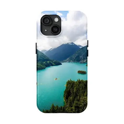 Turquoise Mountain Lake Aerial Forest View