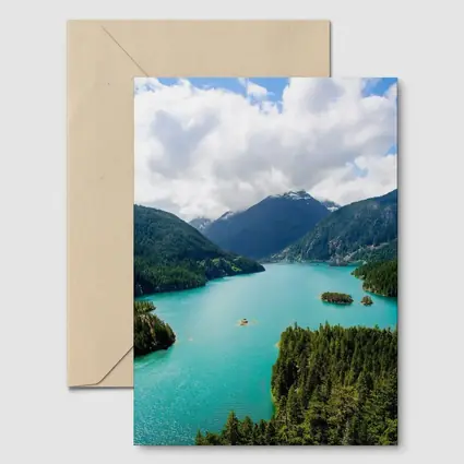 Turquoise Mountain Lake Aerial Forest View